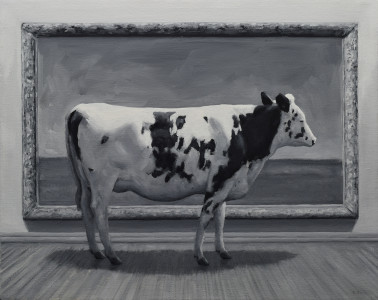 César Córdova. Vaca 1. 2020. Óleo sobre lienzo. 40 x 50 cm.